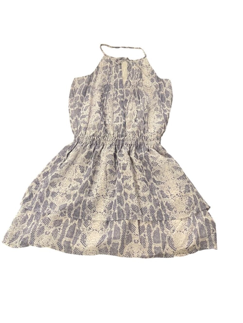 NWT Joie Snakeskin Print Halter Mini Dress XXS Polyester Womens Cream grey NEW